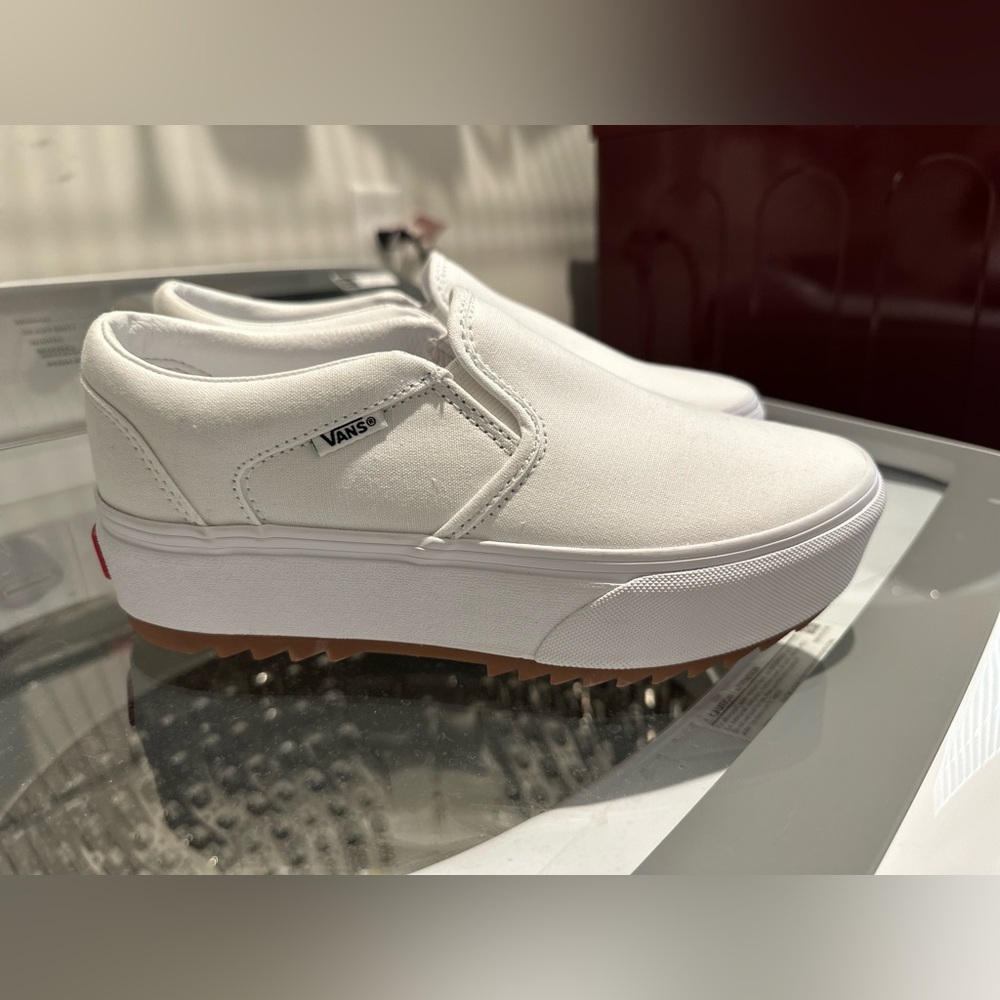 Vans Women’s White Platform Slip-On Sneakers